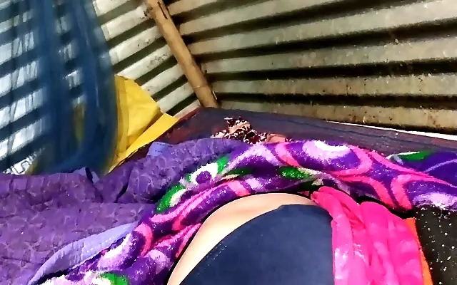 Black housewife enjoying from back side